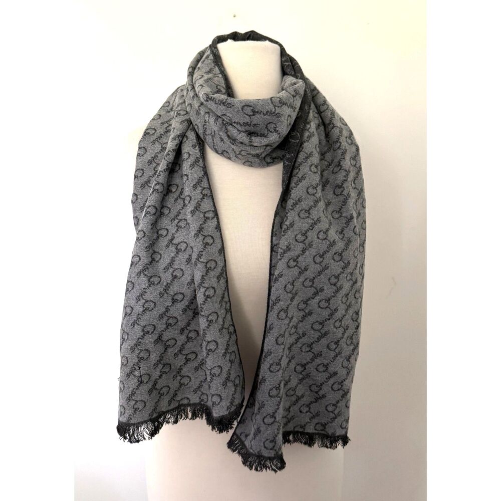 Celine Dion Courage Tour VIP Gray Cashmere Scarf Two Tone Pattern Winter Wrap